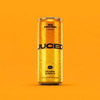 JUCED Orange & Peach can on an orange background